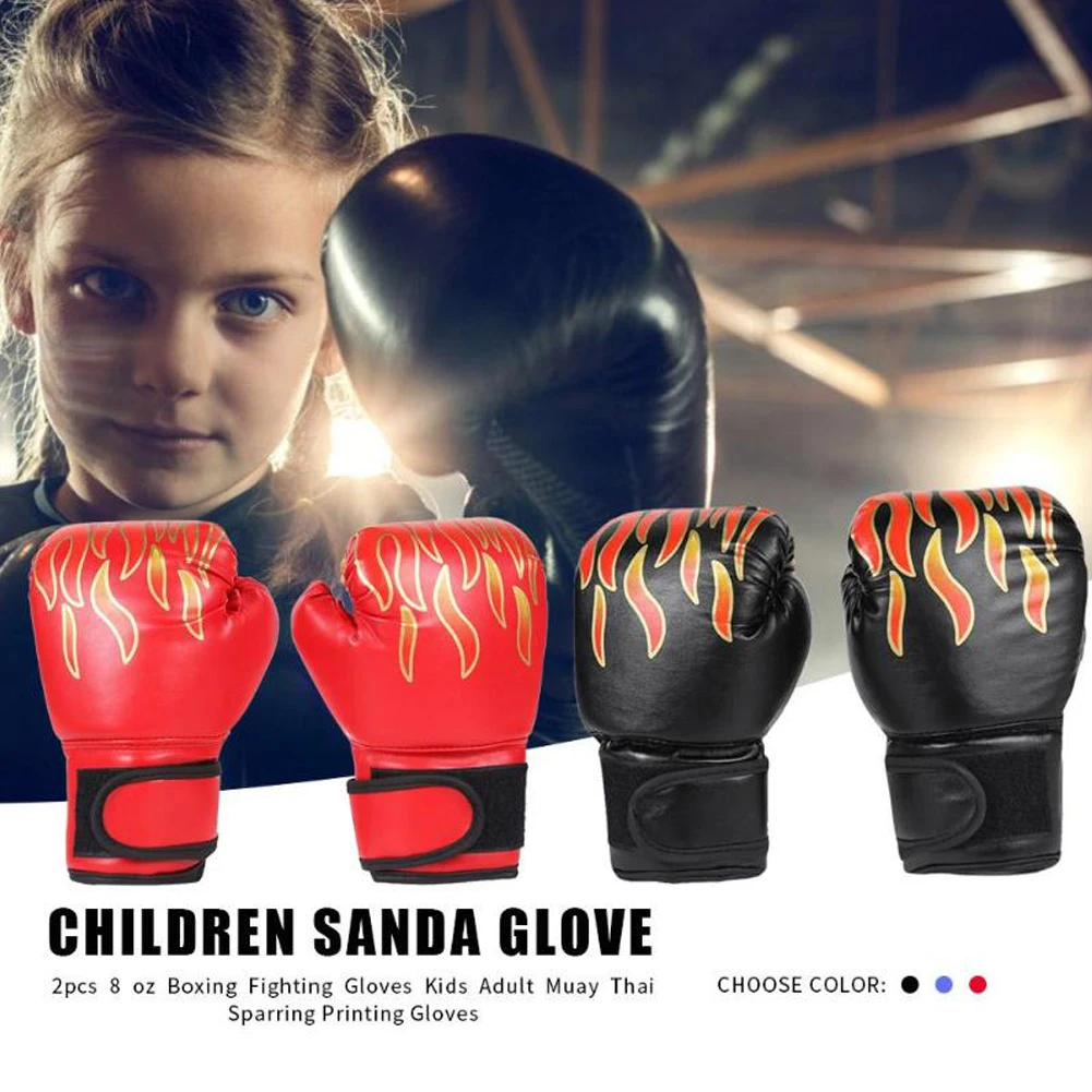 1 Pair Professional Boxing Training Fighting Gloves PU Leather Kids Breathable Muay Thai Sparring Punching Karate Training Glove