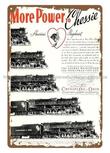 modern wall hangings Chesapeake and Ohio Railroad -1936 metal tin sign