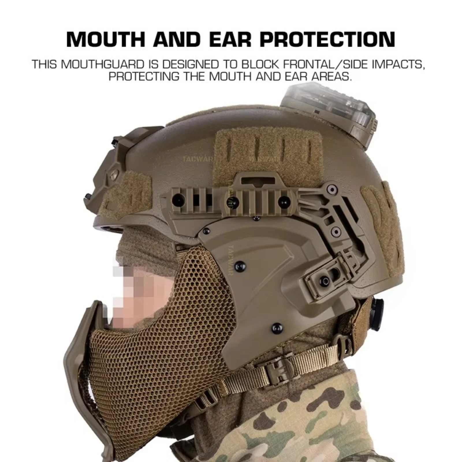 Casco táctico Mandible de malla protección media cara Airsoft CS - imagen 4