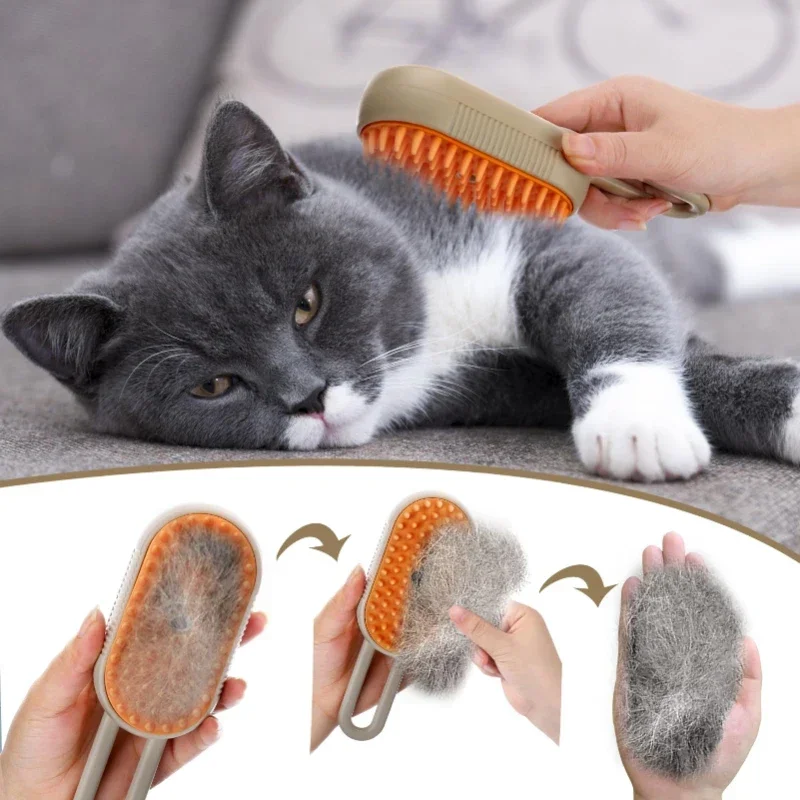 Cat Dog Pet Spray Massage Brush 3 in 1 One Button Steam Spray Folding Rotatable Floating Hair Bath Hair Removal Brush Comb