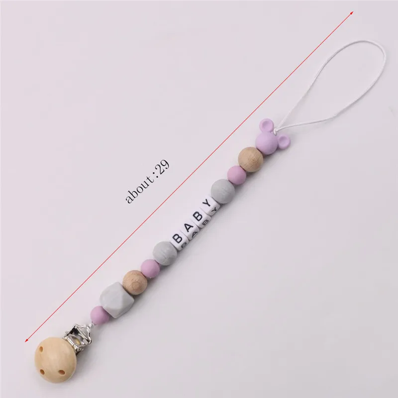 Baby Pacifier Clip Chain Personalized Name Dummy Holder For Nipples Clips Silicone Teething Beads Baby Birthday Shower Gift