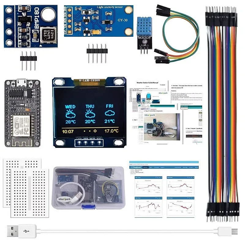 Комплект метеорологической станции Датчик влажности и окружающей среды BMP180 Комплект ESP8266 KIT 8266 Комплект метеорологической станции Датчик влажности и окружающей среды BMP180 Комплект ESP8266 KIT 8266