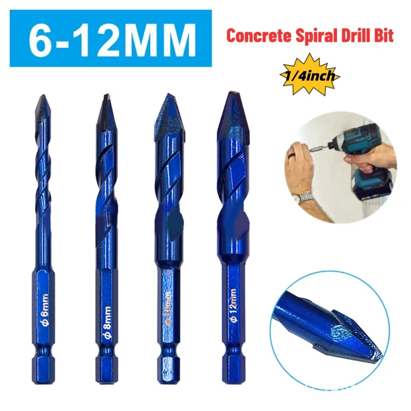 

1pc 6-12mm Drill Bits Concrete Spiral Drill Bit Eccentric For Glass Ceramic Tile Brick Plastic Wood Alloy Wall Hole Cutter