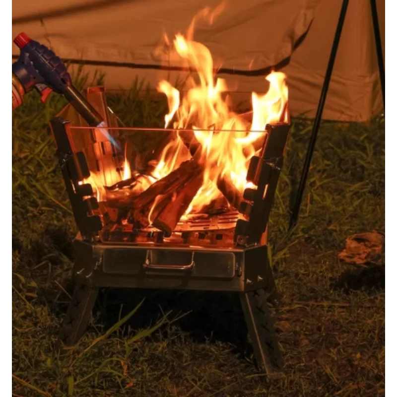 

Portable Folding Campfire Stand，Outdoor Camping Stainless Steel Wood Stove