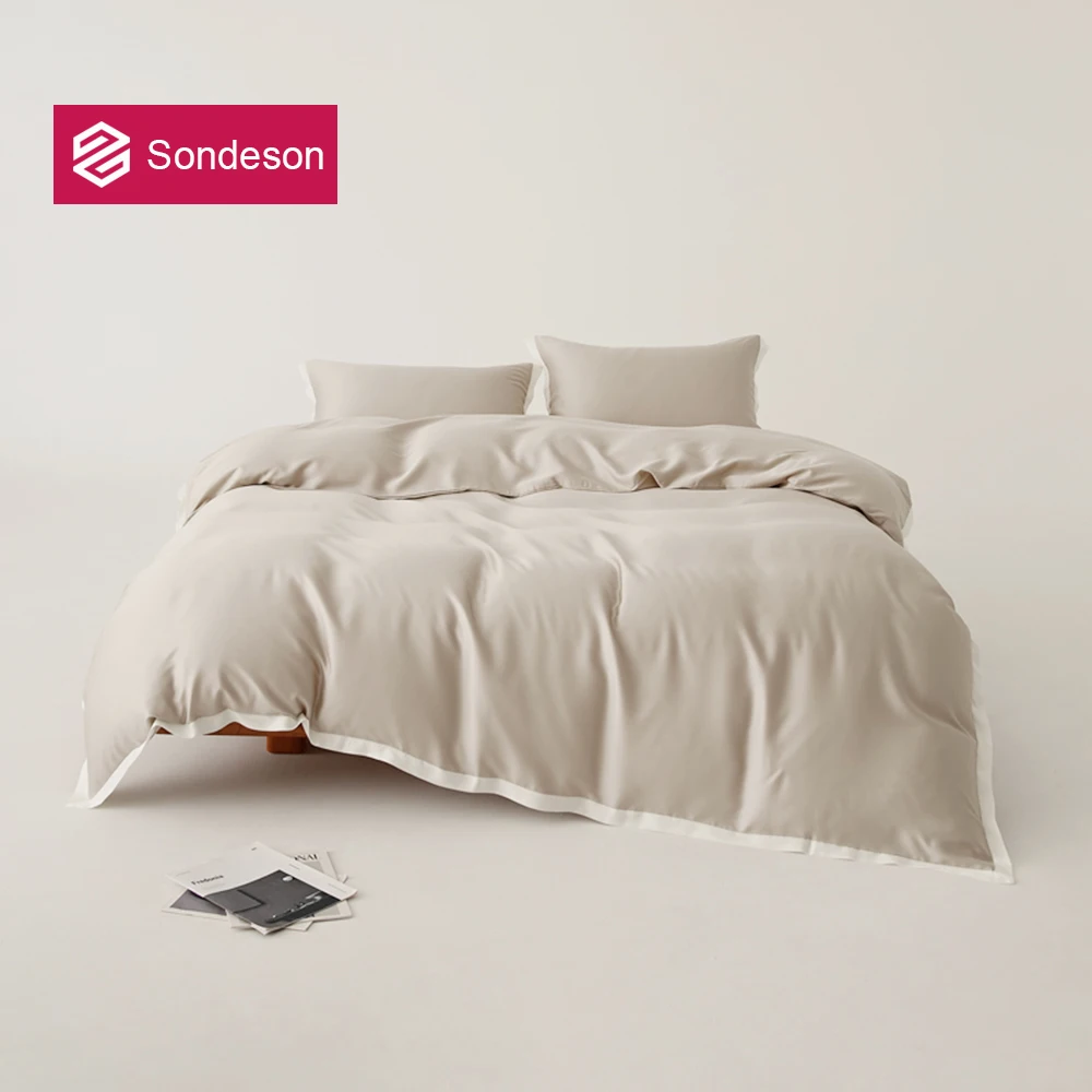 Sondeson Luxury 100% Mulberry Silk Bedding Set Duvet Cover Flat Sheet Pillowcases Healthy Soft Breathable Twin Queen King