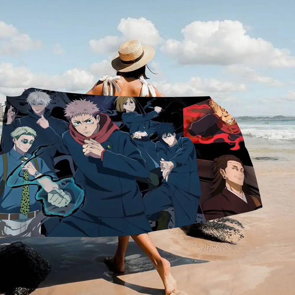 Cartoon Anime Jujutsu Kaisen Beach Towel Colorful Bath Towels for Girl Microfiber Quick Dry Custom Sand Free Beach Yoga Spa Gym