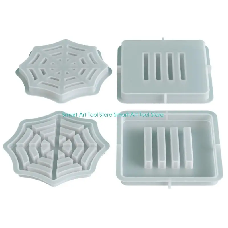 E1PB Silicone Spiderweb Cup Mats Mold Heat Resistant Rack Mould For Halloween Home Decoration