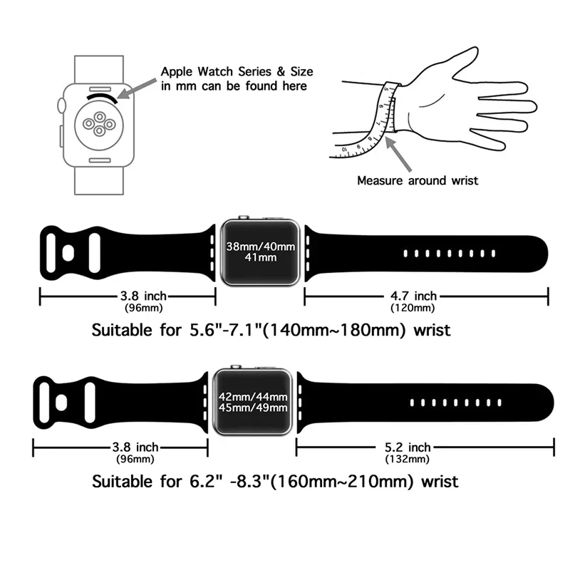 سوار ساعة سيليكون للساعة ، مطاط رياضي للغاية لسلسلة iWatch 3 ، 5 ، 6 ، SE ، 7 ، 8 ، 38 ، 42 حزام ، 40 ، 44 Apple ، 41 ، 45 ، 49