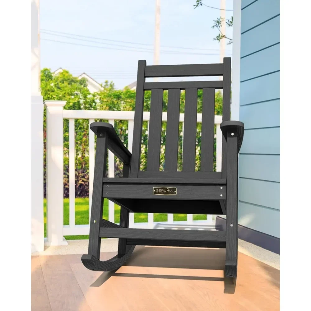 

Outdoor Rocking Chair Set of 2, HDPE Rocking Chairs for Adult, Ergonomic design, wood texture
