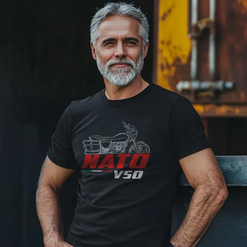 

Футболка V50 NATO 1979 Moto Guzzi в винтажном стиле, итальянская классическая футболка с графическим принтом, байкерская одежда для мотоциклистов