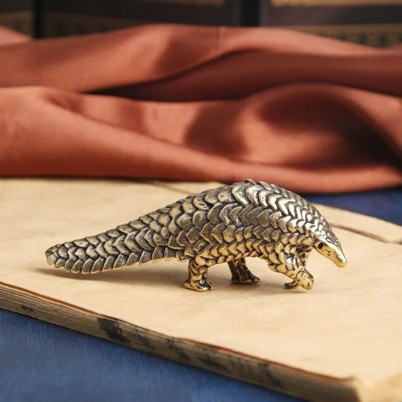 1Pc Brass Pangolin Figurines Miniatures Vintage Heavy Animal Statue Home Decoration Accessories Desktop Ornament Crafts Gifts