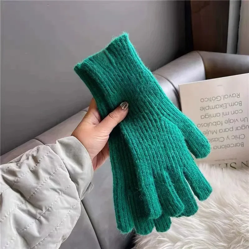 New Touch Screen Gloves for Playing Phone Women Winter Thicken Warm Knitted Stretch Gloves Full Finger Outdoor Skiing Gloves Y2K