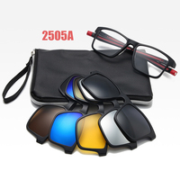 6 In 1 Spectacle Frame Men Women With 5 PCS Clip On Polarized Sunglasses Magnetic Glasses Male Computer Optical 2505