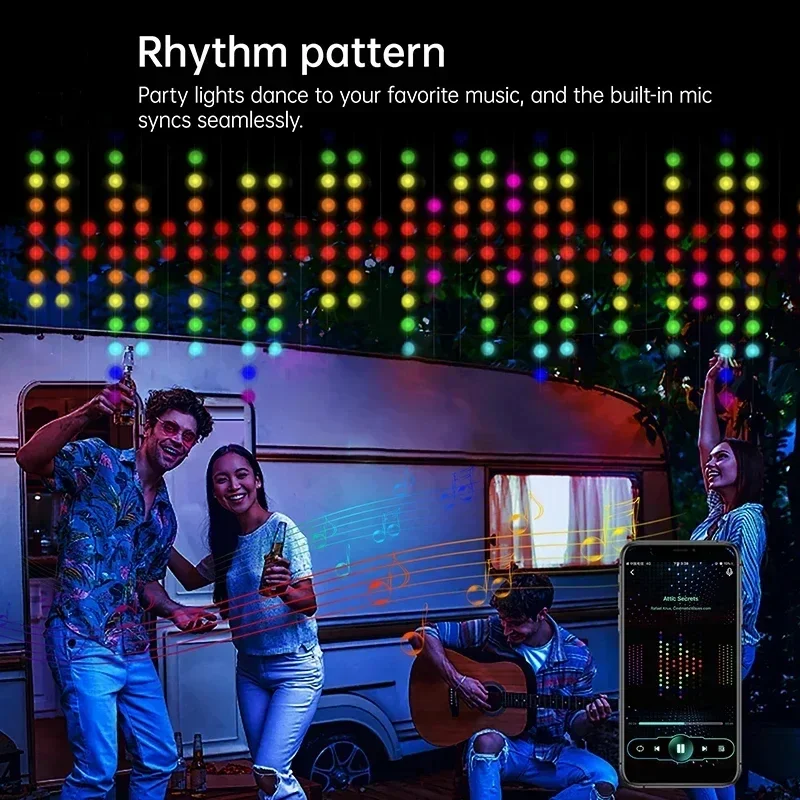 LED RGB String Light RGB LED Bluetooth Control Curtain Lights Smart Curtain String Light App DIY Picture Text Led Display Smart