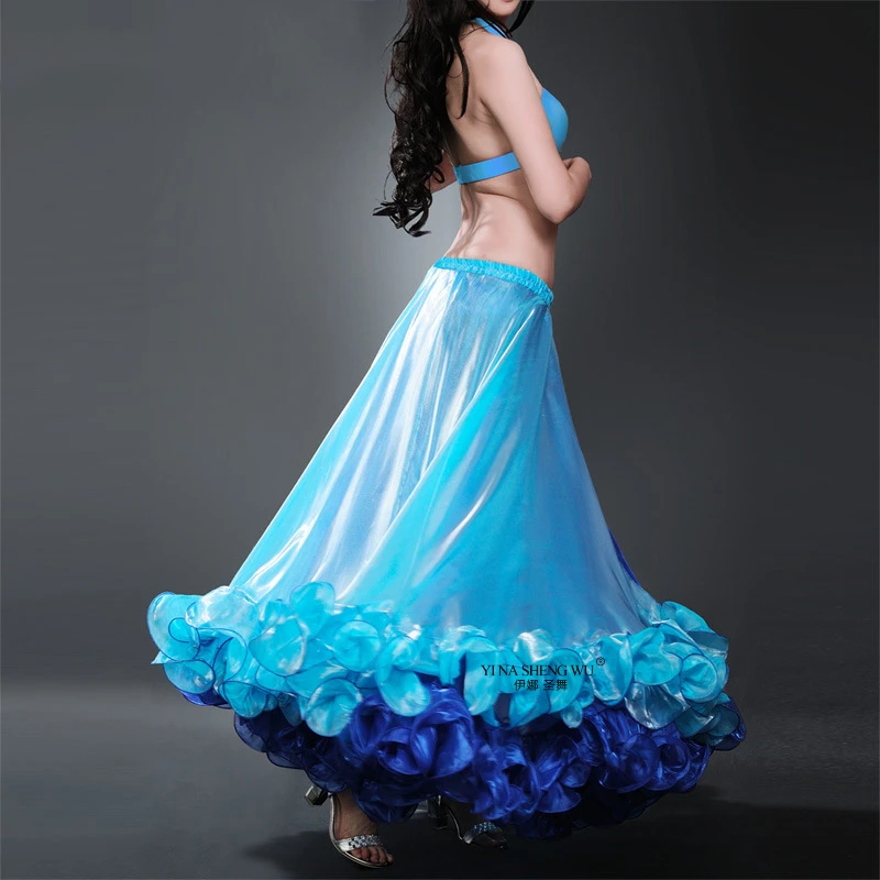 오리엔탈 밸리 댄스 원사 두 가지 색상 프릴 스커트 Bellydancing 전문 공연 훈련 의상 여성 댄서 드레스