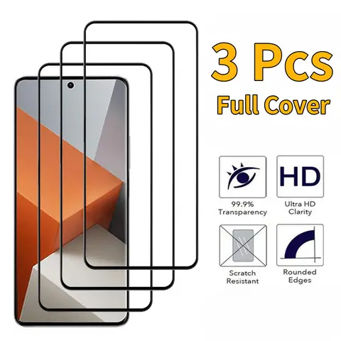 3 Stücke Volle Abdeckung Gehärtetes Glas Frontscheibe Schutz Geeignet Für Redmi Note 13 13Pro Pro 4G 5G Note13 R 13RPro Note13