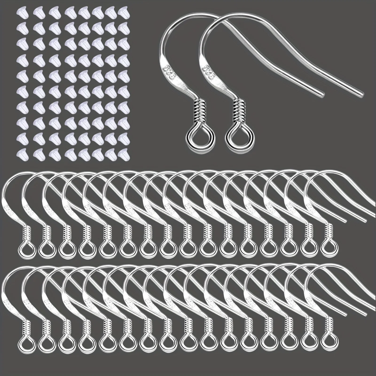 50pcs Silver Jewelry Earring, DIY Earring Component, Semi-finished Jewelry Accessories Material Equipped with earplugs