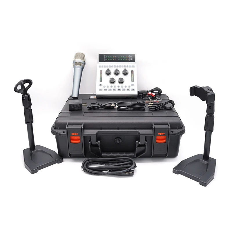 

2023 Professional Microphone Sound Card Kits Studio Music Mixer Karaoke with Microphone Stand USB MIC Live Streaming