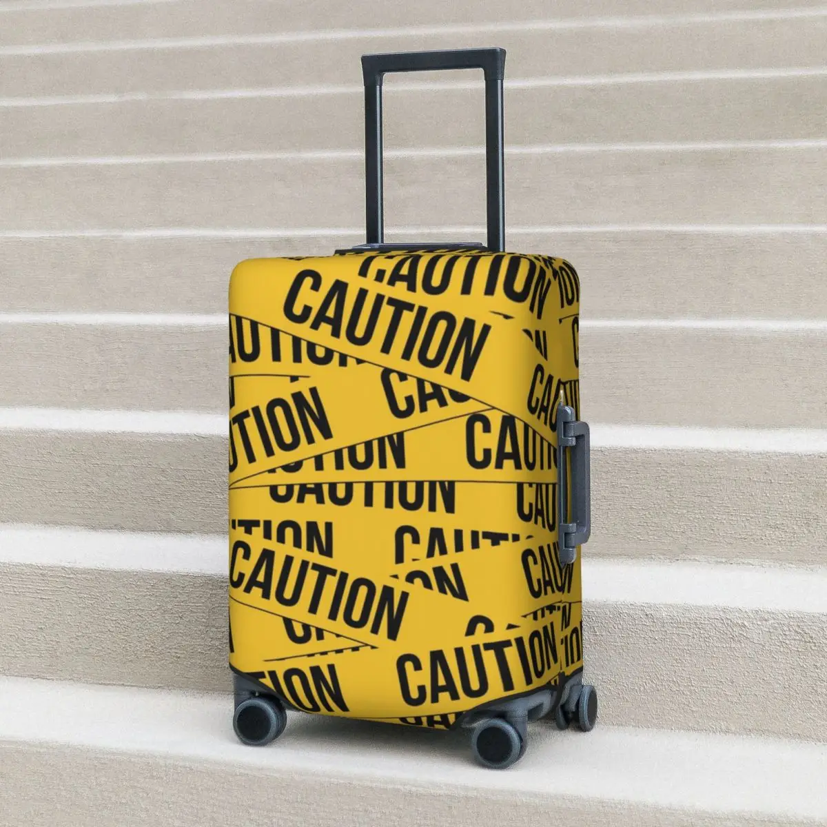 Caution Tape Pattern Suitcase Cover Crime Scene Business Protector Holiday Elastic Luggage Case