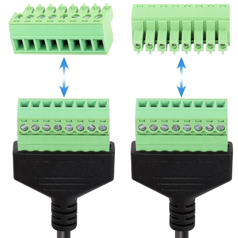 PVC Injection Molded RJ45 to 8 Pin Converters Cable Male Female Networking Extender