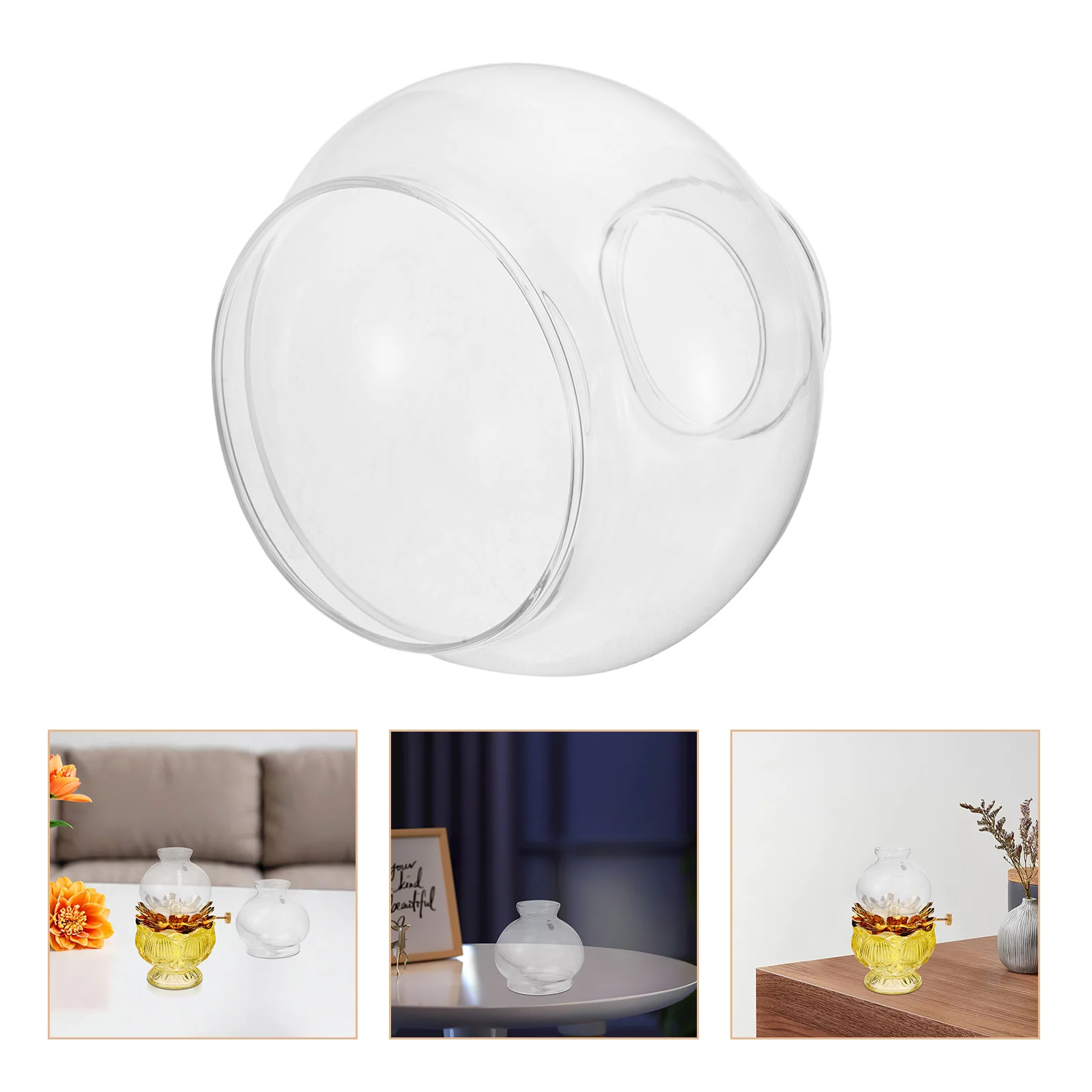 

Glass Hurricane Lamp Shade Replacement Globe Chimney Oil Lantern Spherical Vintage Lamp 1.8 2.8 Dual End Holes Clear Glass