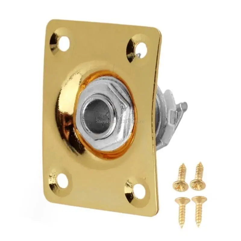 

Metal Output Input Jacks Plate Screws Guitar Replacement Parts 1/4in Square Output Jacks Plate Guitar Bass Jacks Socket