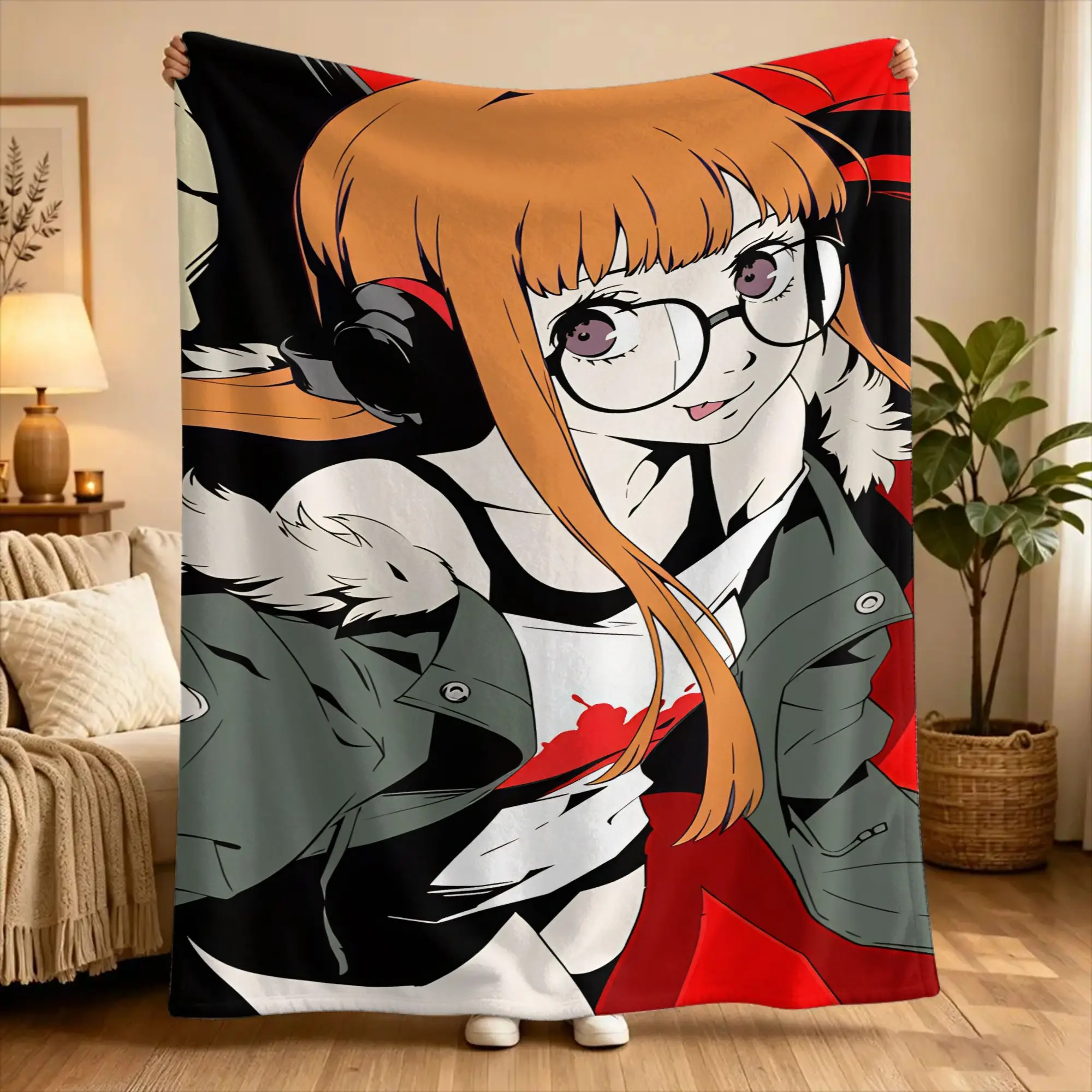 P5 Futaba Sakura Joker Blanket  Warm Fashion Plush Bedding Throws For Girls Boys Couch Chair Flannel Bedspread Bed Cover