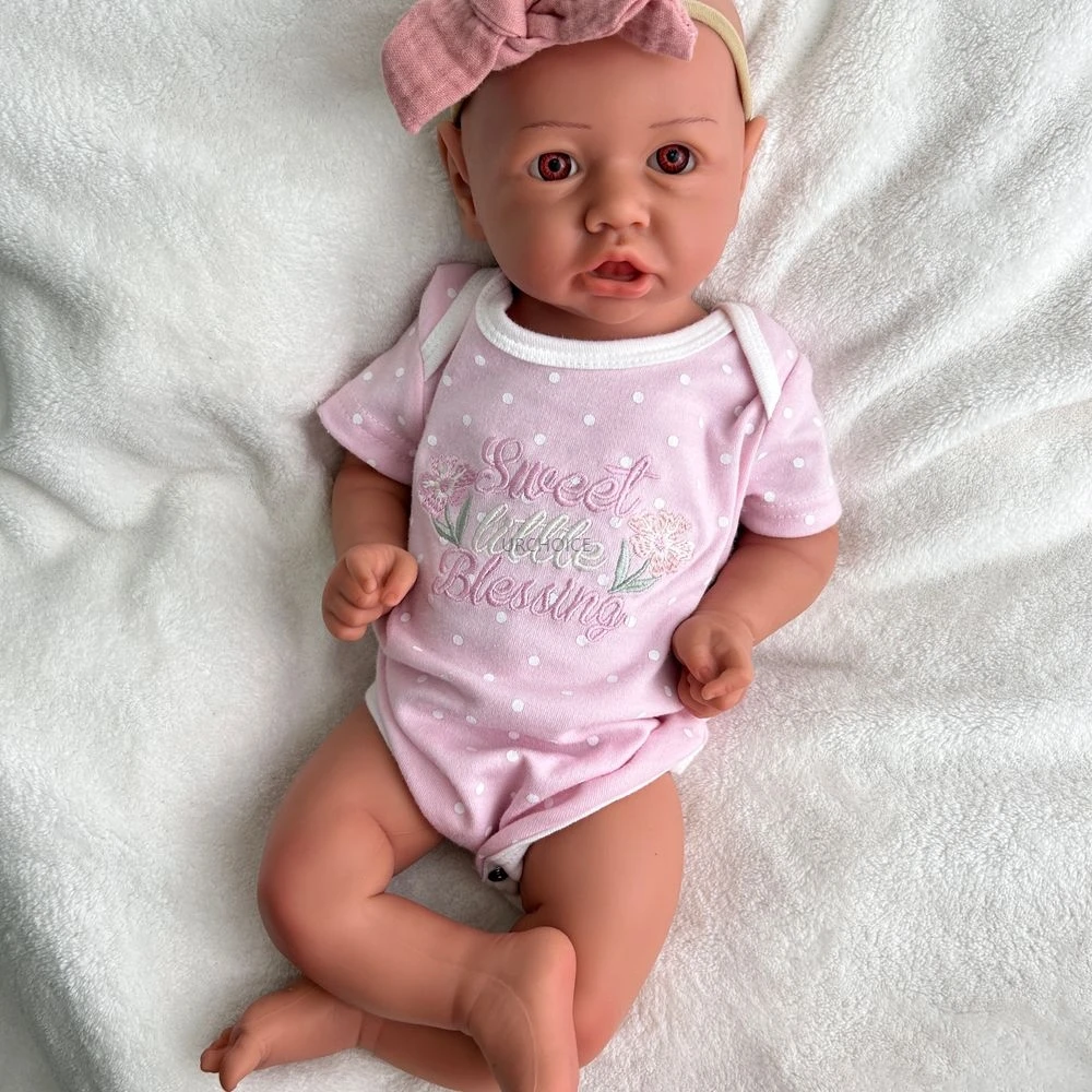 Muñeca recién nacida de ojos abiertos de la niña renacida de silicona suave de alta simulación de 18 pulgadas para el regalo de cumpleaños de Navidad del compañero de la demencia