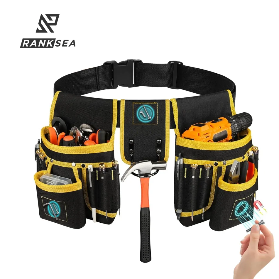 Tool Belt Bag Utility Belt Adjustable Pockets Tool Belts Detachable Work Pouch Bag Heavy Waist Apron Versatile Pouch