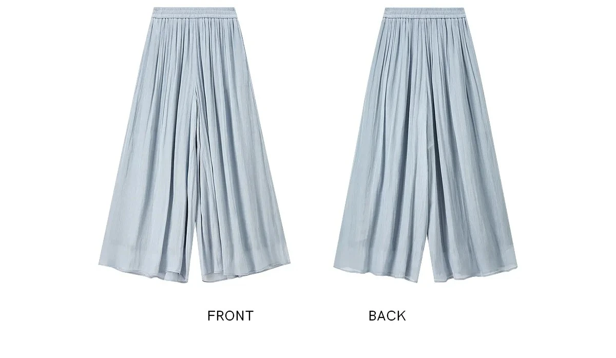 SENTUBILA Büro Einfacher, leichter, schimmernder Rock in Lila, Damen-Sommerhose mit elastischem Bund, Taschen, fließend, lässig, Culottes 162KF7358 – Detail 31