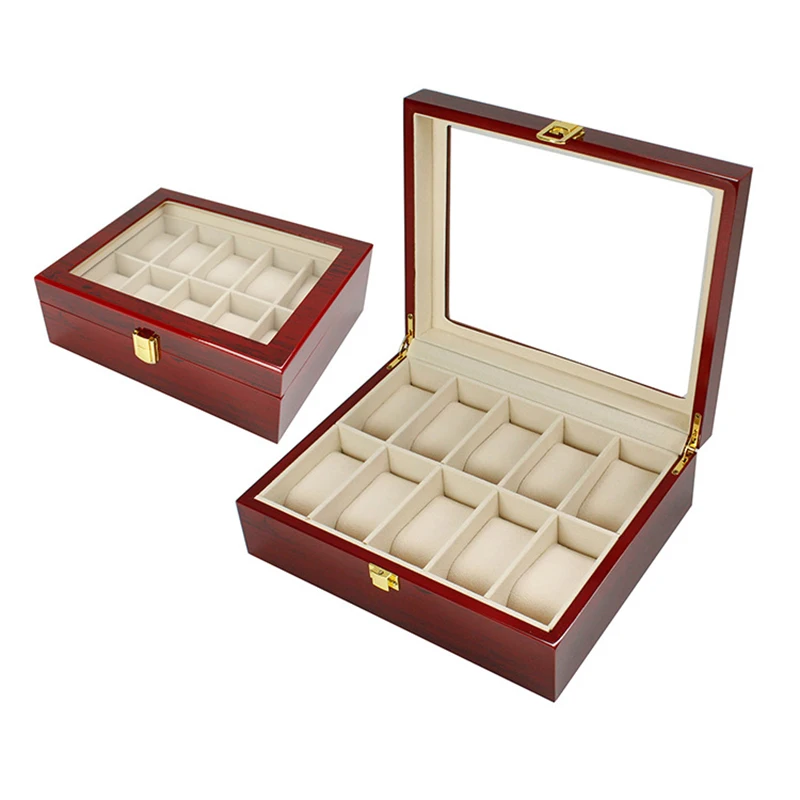 

10/6/3/2/1 Grids Wooden Watch Box Jewelry Box Display Watch Case Holder Organizer for Watches Men Women Valentine's Day Gift