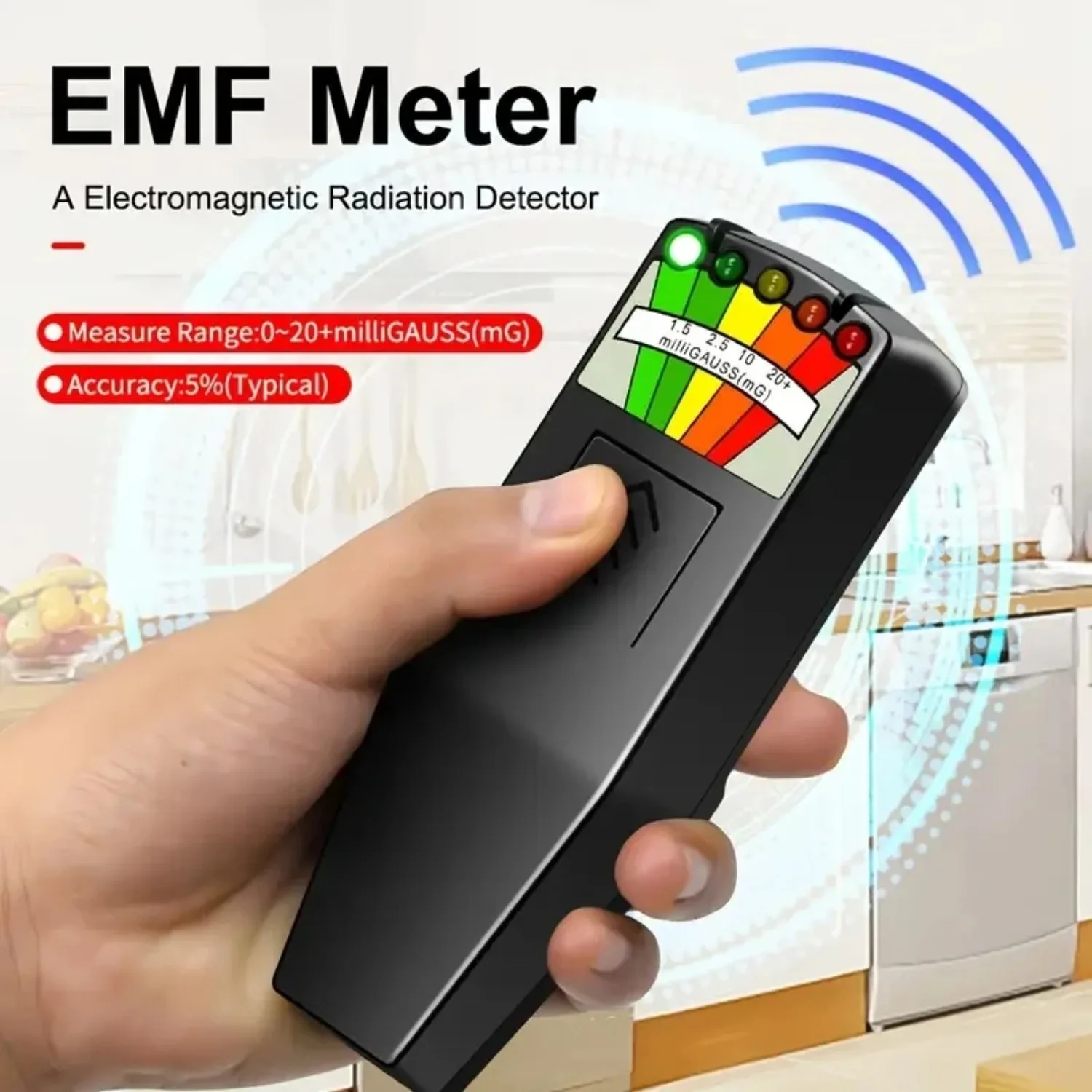 5-LED EMF Meter Magnetic Field Detector Ghost Hunting Paranormal Equipment Tester Portable Counter Professional EMF Meter Tester
