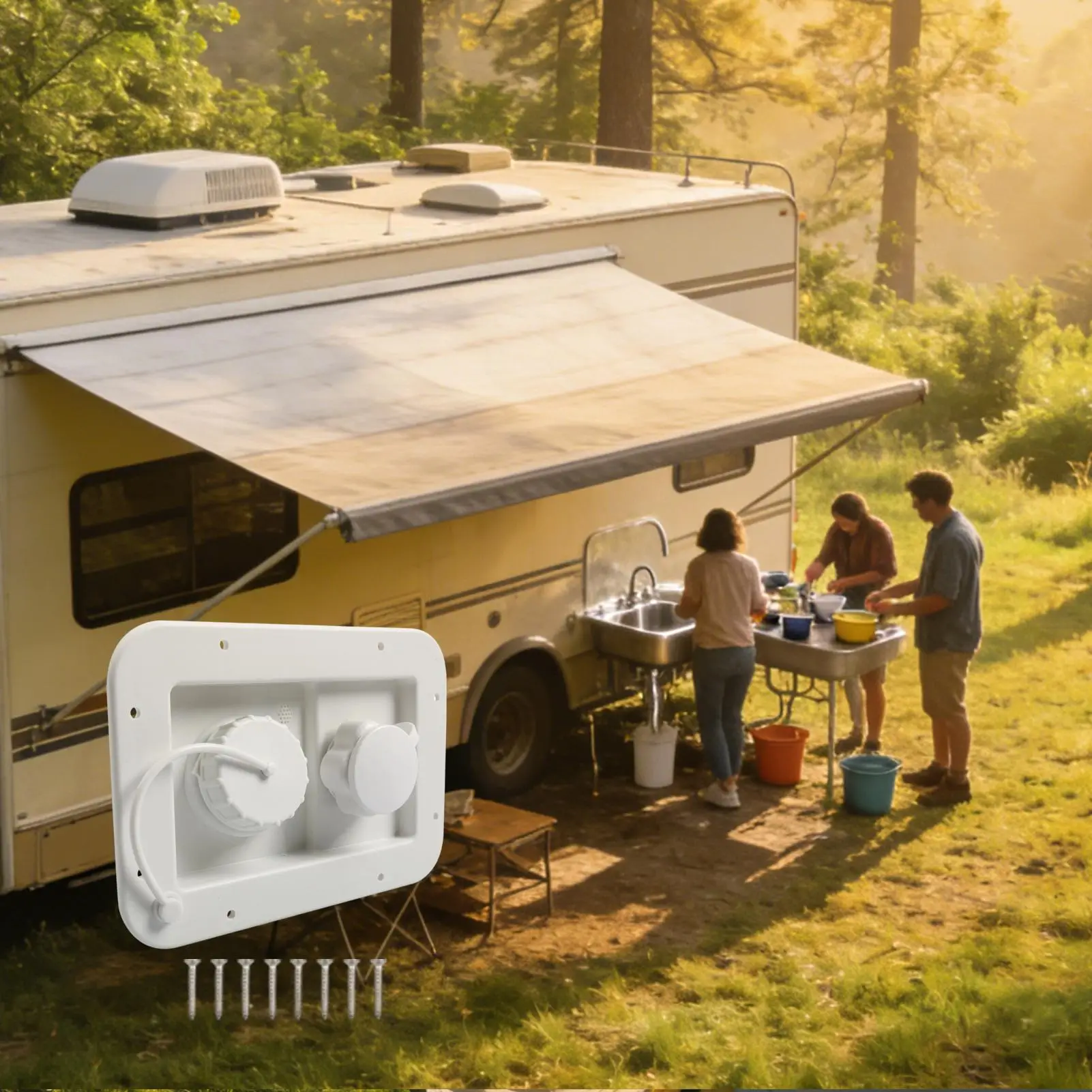 RV Water Inlet 2-Port Leakproof Quick Connect Leakproof RV City Water Connection For Road Trip Travel Camping Home Garage Tank