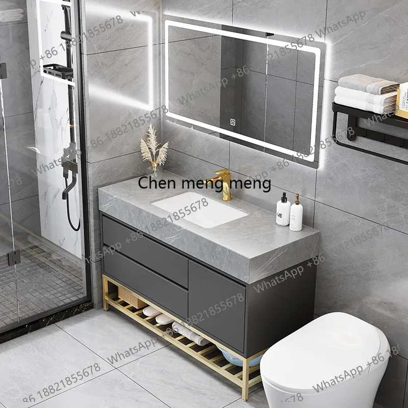 

Smart Mirror Bathroom Cabinets Floor-standing Rock Plate Storage Combination Bathroom Cabinets Sink Furniture Taquilla