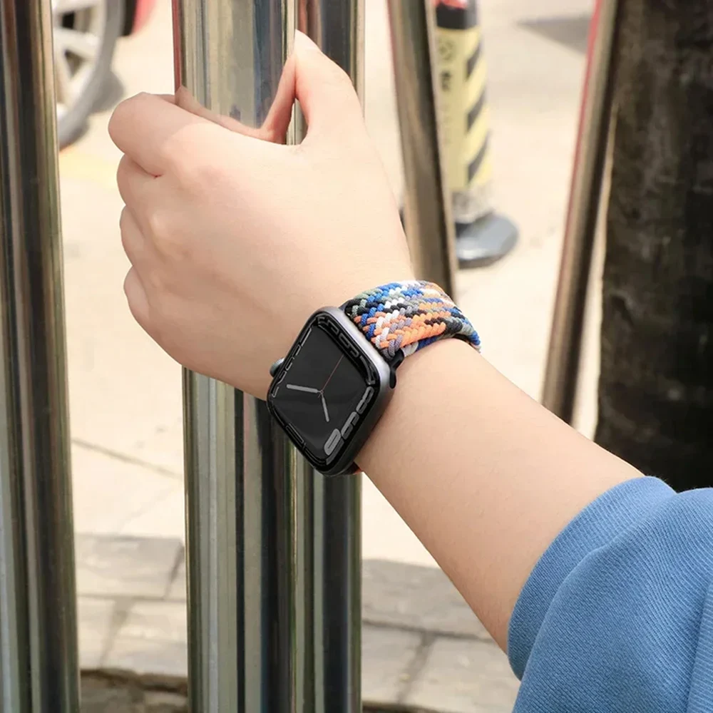 Nylon Elastic Strap For Apple Watch Band 49mm 45mm 44mm 42mm 41mm 38 40 mm Braided Solo Loop iWatch Series 10 9 8 7 SE 5 Ultra 2 image 3