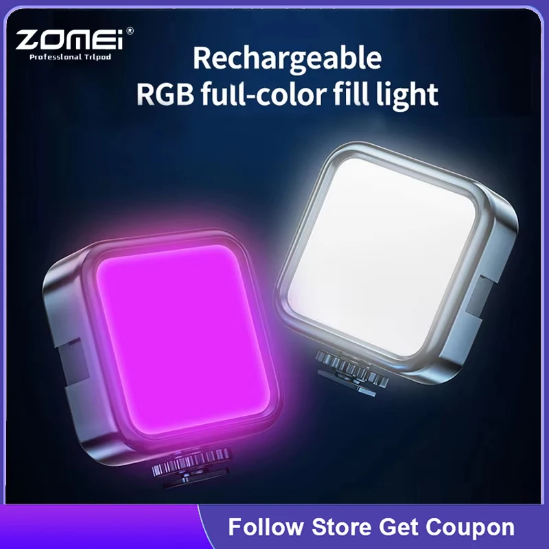 ZOMEI RGB LED Video Panel Light 7 inch Pocket Fill Light Dimmable CRI95 2500-9000K Rechargeable Photography for Live Streaming