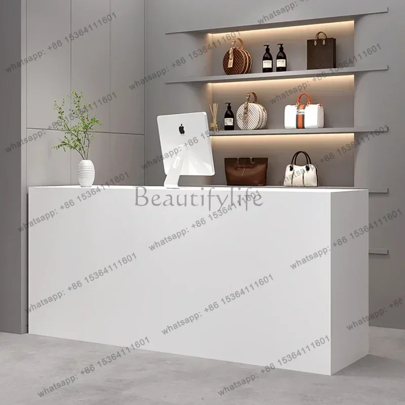 Factory Direct Sales Outfit Shop Simple Reception Desk Baking Paint Black Minimalism Corporation Counter Storage Office Furnitur