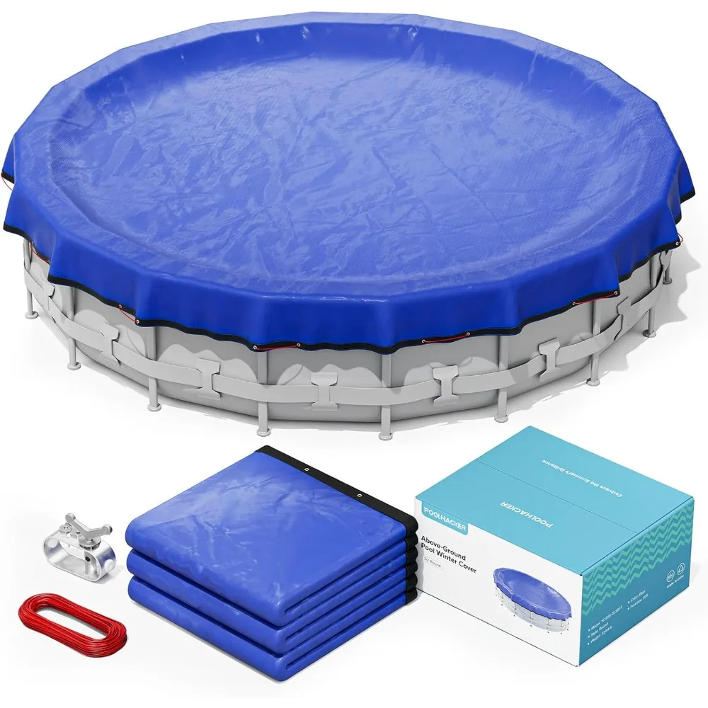 Pool Cover Round Above Winter Pool Cover,4 Foot Overlap Extra Thick 420D Round Above Ground Pool Cover with Winch and Cable