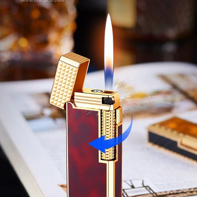 Pemantik Api Ganda Seri Resin Baru, Pengapian Geser Samping Versi Sempit Kelas Atas, Kotak Asli Pacar Kreatif
