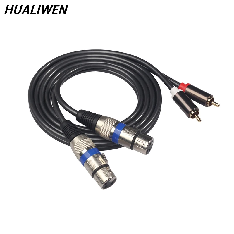 2RCA Jack Male to Dual XLR Female Cable OFC AUX Audio Cable Shileded For Amplifier Mixer Speakers 1.5m