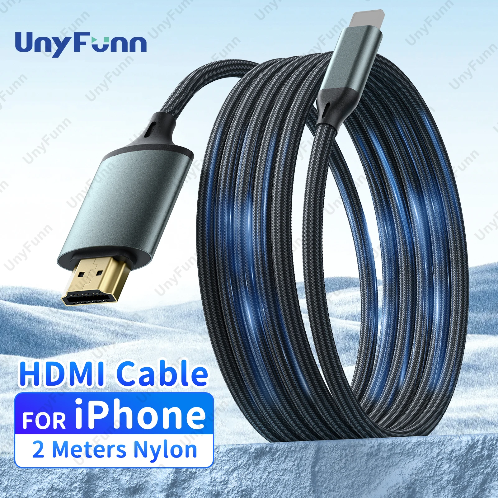 HDMI Cable for iPhone to TV, Lighting to HDMI Adapter Connector for iPhone14, 13, 12, 11 TV Output with 1080P HD Display 6.56FT