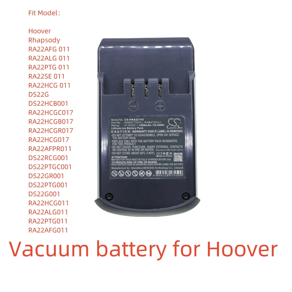 

Li-ion Vacuum battery for Hoover,21.6v,2500mAh,RA22PTG 011 DS22HCB001 Rhapsody