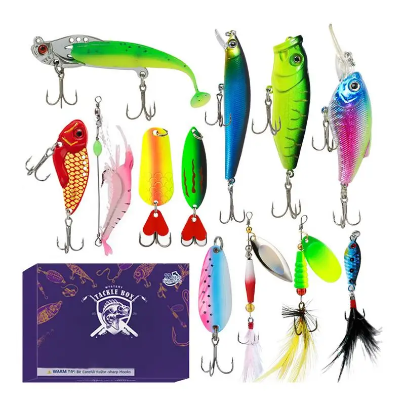 2024 Fishing Advent Calendar 12 Days Christmas Calendar Fishing Tackle Set Holiday Fishing Gear Fishing Accessories For