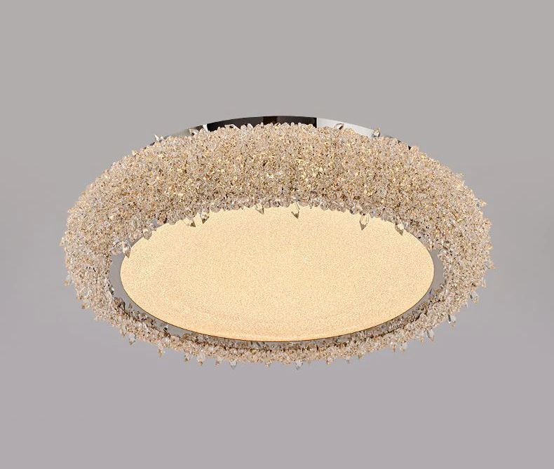 Round Crystal LED Ceiling Light Chrome Metal