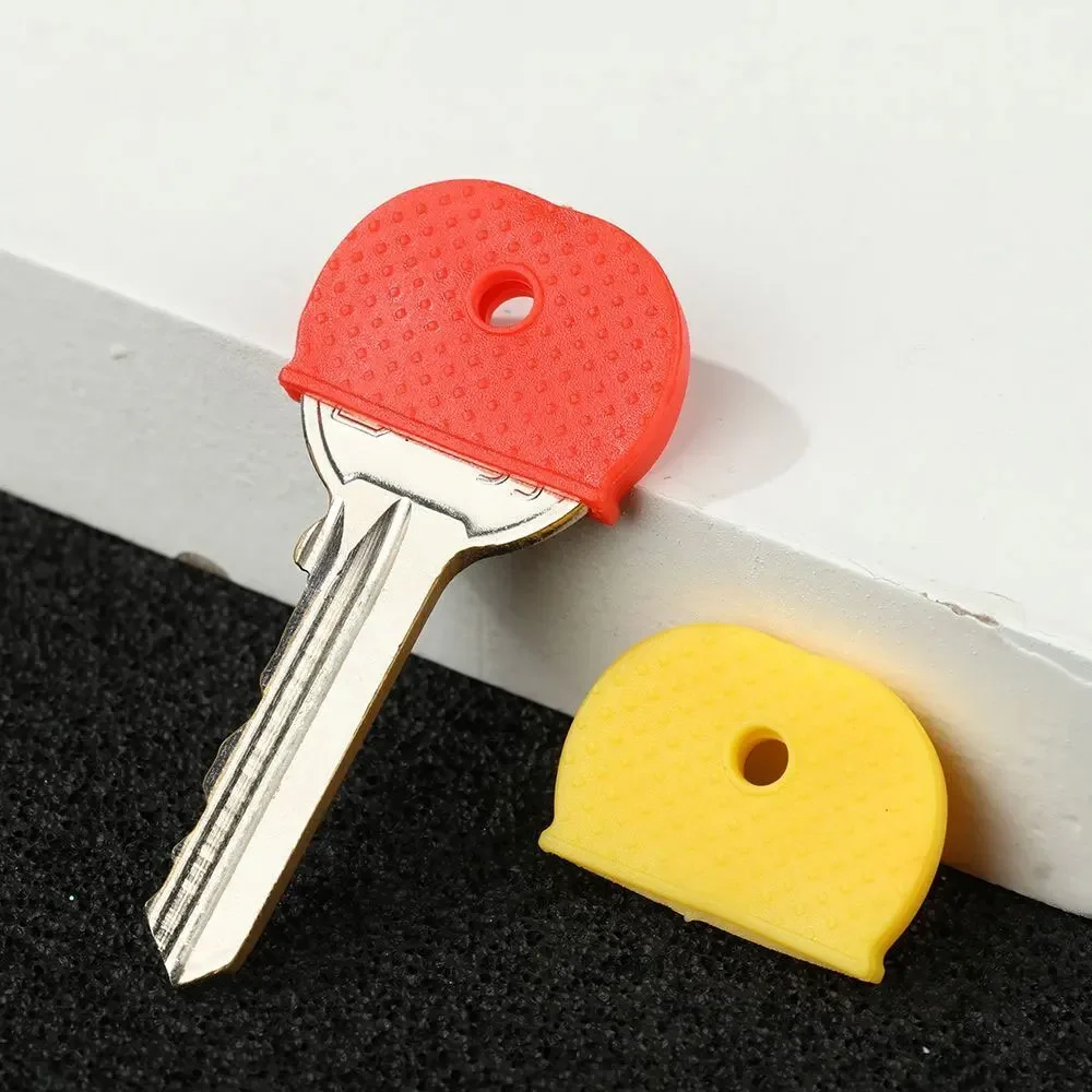 

Newest 10pcs Bright Colors Hollow Silicone Soft Key Cap Covers Topper Keyring Key Rings Car House Key Case 2022 Car Accessories