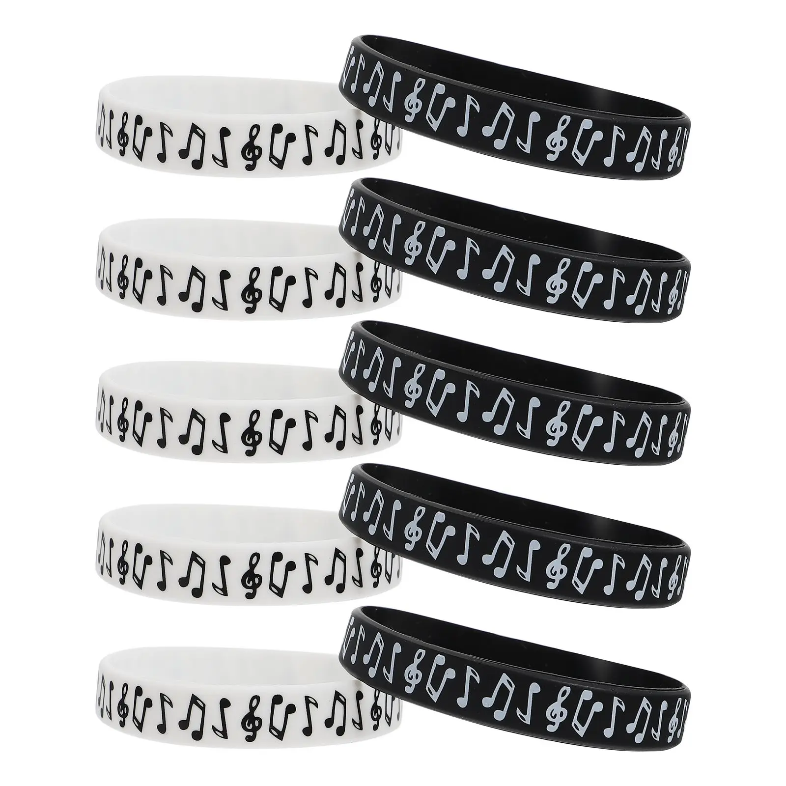 

10pcs Black 5 Note Bracelets Music Festival Decorative Wristbands Comfortable Silicone Classic Syllable Gifts
