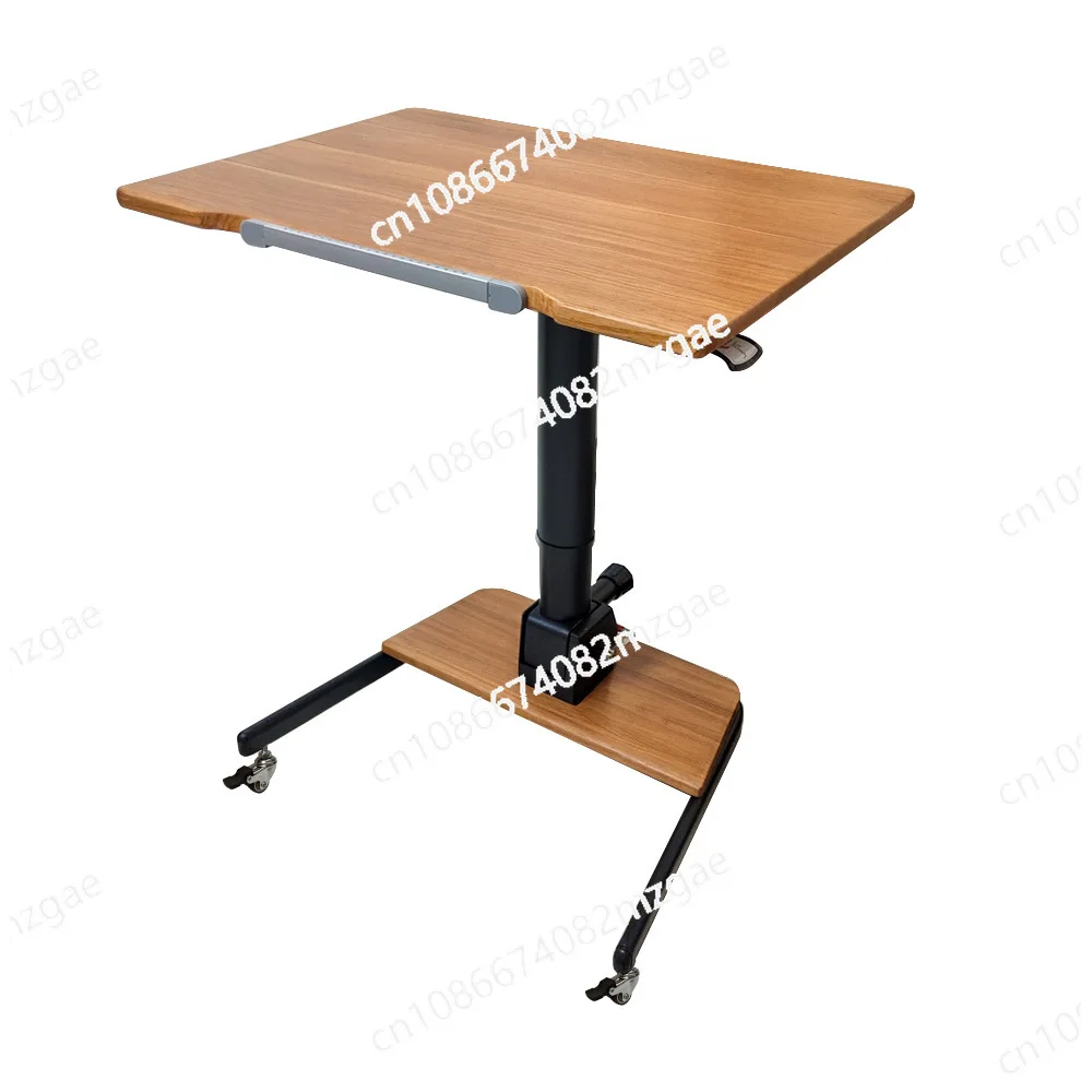

Pneumatic lifting solid wood foldable computer desk Standing mobile bedside desk Desk