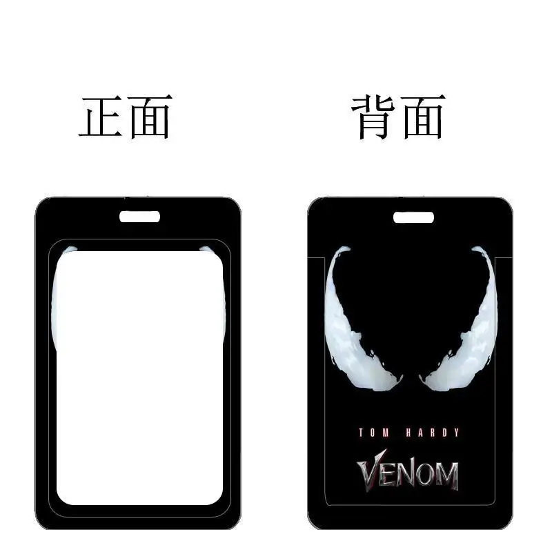 Venom PVC กระเป๋าเก็บบัตร Marvel ภาพยนตร์คลาสสิกนักเรียนแขวนคอกระเป๋า Anti-Lost Lanyard ID กรณีป้องกันของขวัญ