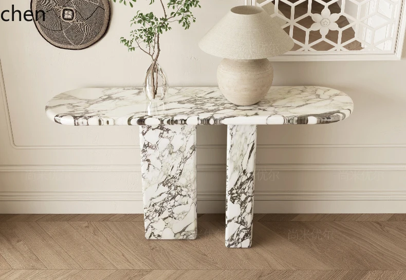 ZML marble entrance entrance hall against the wall retro style small apartment entrance table rack