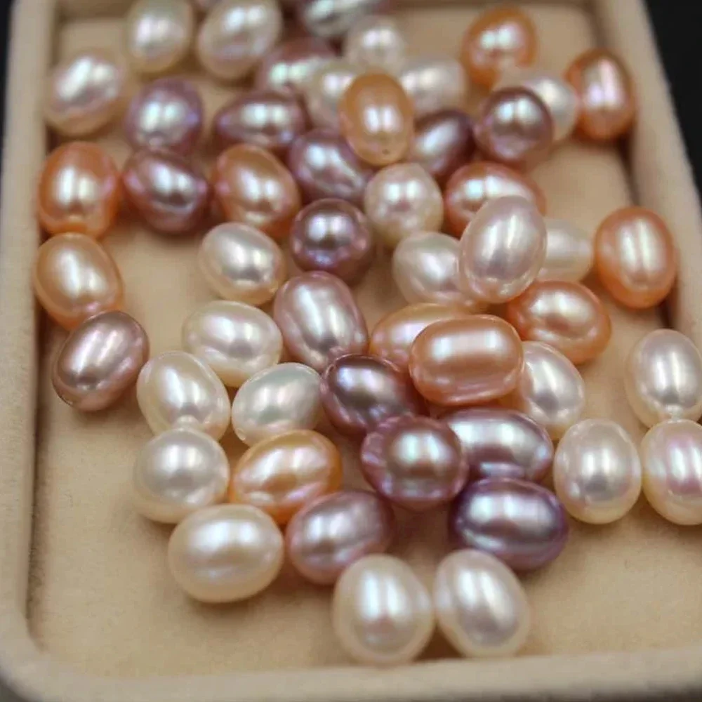 AAA Natural Freshwater Pearl Beads Loose Beads Rice Shape Cultured Pearl Charms for DIY Women Men Necklace Jewelry Accessories